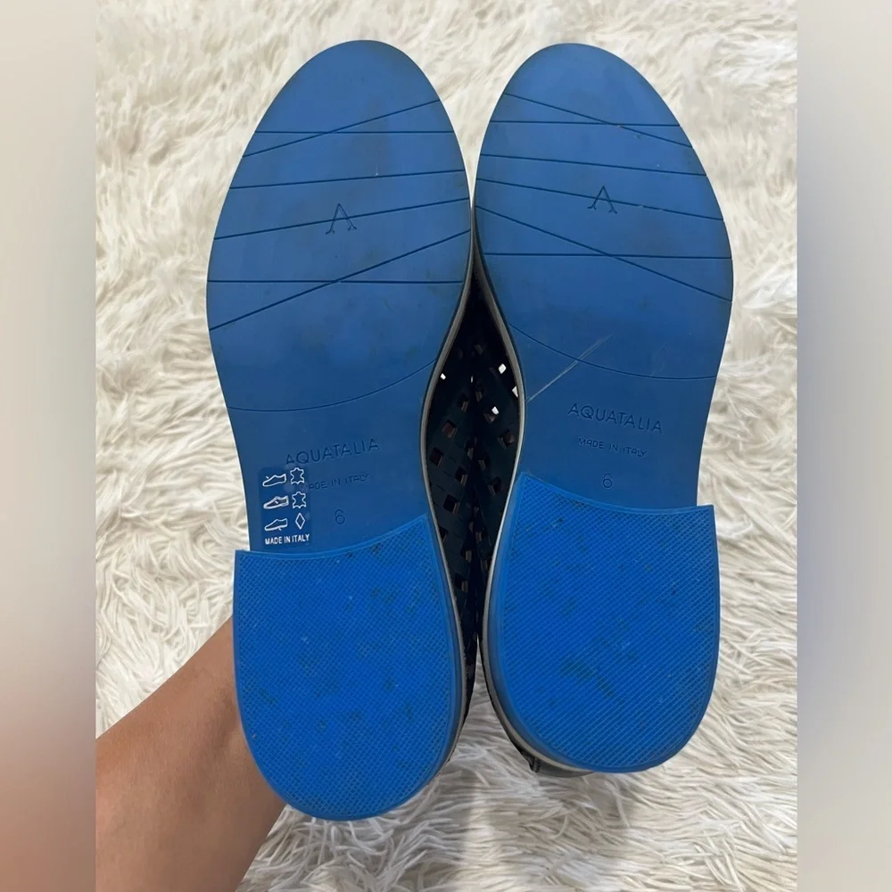 Aquatalia Blue Perforated Leather Loafers - Size 6